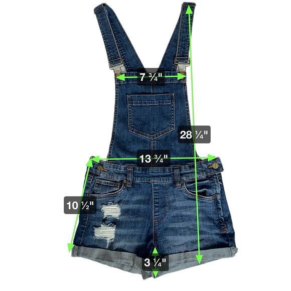 Distressed Blue Jean Shortalls Overalls Shorts Women's 5 Country Cowgirl READ - Picture 6 of 15